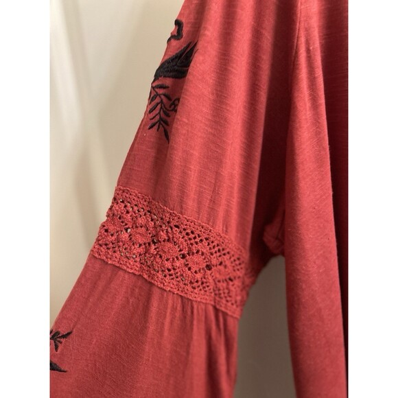 OSO Casuals Bell Sleeve Crocheted & Embroidered Scoop Neck Top Sz 2X Boho Y2K - Picture 5 of 9